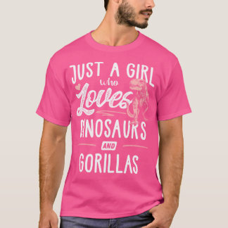 Camiseta Un Chica Que Ama Los Dinosaurios Y Los Gorilas Din
