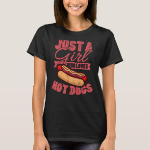 Camiseta Un Chica Que Ama Los Perros Calientes Comiendo Per