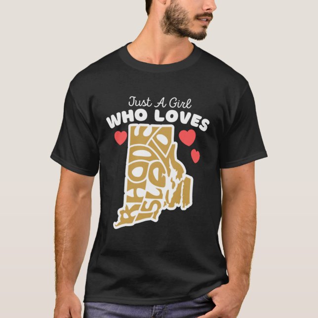 Camiseta Un Chica que ama Rhode Island Cute Rhode Isl (Anverso)