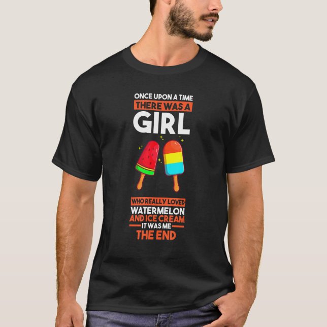 Camiseta Un Chica Que De Verdad Ama La sandía Y El Helado (Anverso)