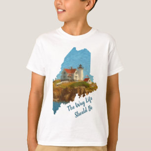 Camiseta Un chico de faro chiflado que dice "Nubble"