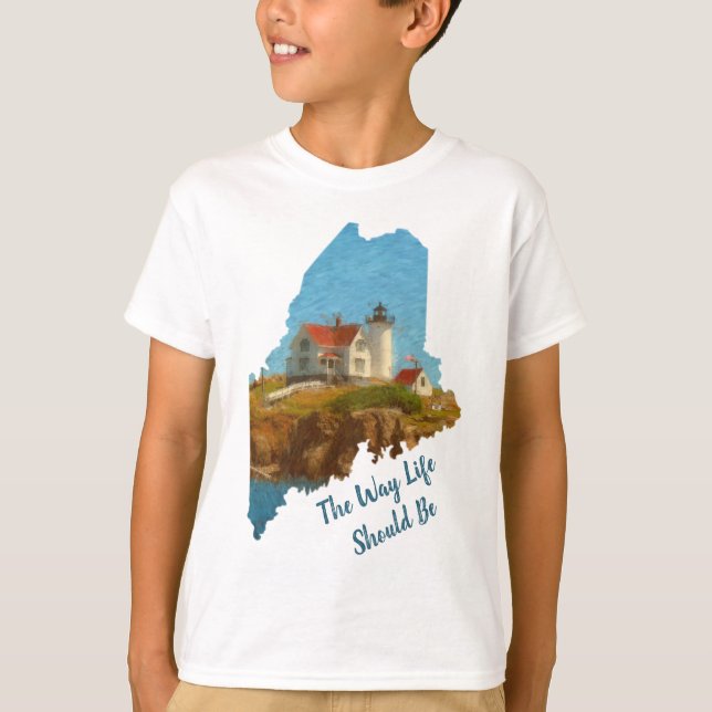 Camiseta Un chico de faro chiflado que dice "Nubble" (Anverso)