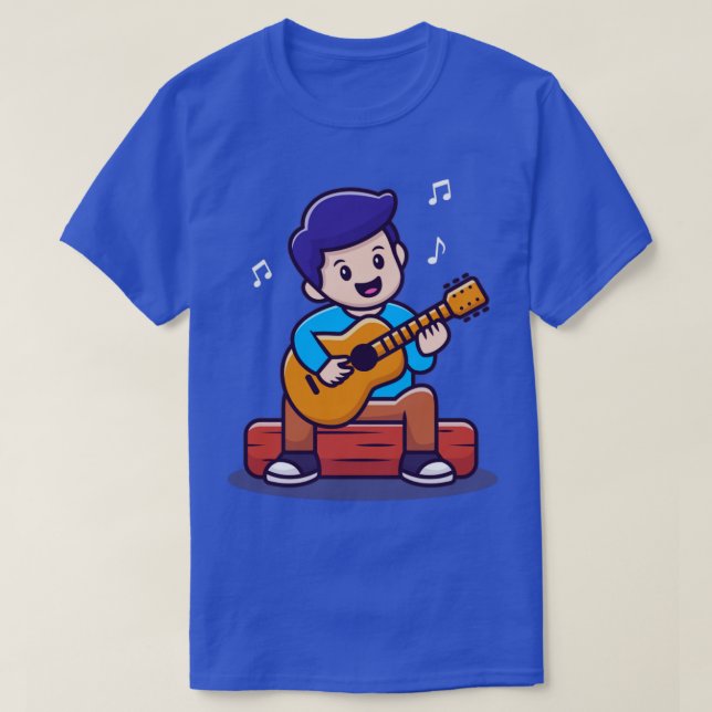 Camiseta Un chico lindo jugando a la guitarra Personalizado (Diseño del anverso)
