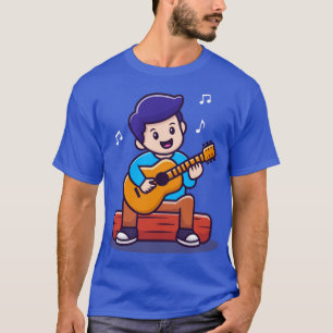 Camiseta Un chico lindo jugando a la guitarra Personalizado