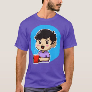 Camiseta Un chico lindo sostiene a un Personalizado de café