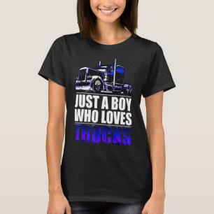 Camiseta un chico que ama a Semi Truck increíble gran torre