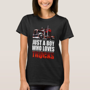 Camiseta un chico que ama a Semi Truck increíble gran torre