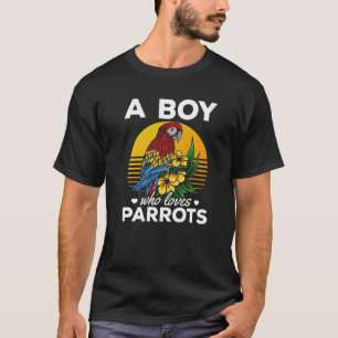 Camiseta Un chico que ama los loros en el pájaro del loro d