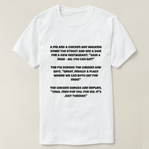 Camiseta Un chiste ai sobre un cerdo y un pollo