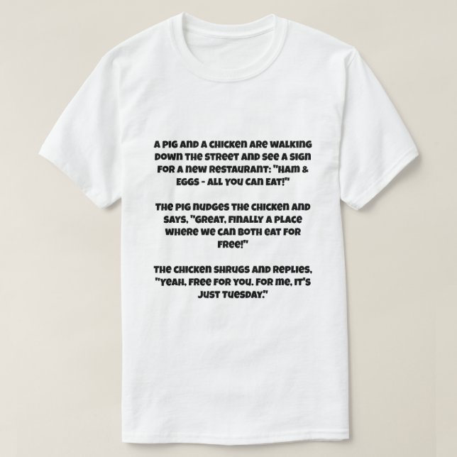 Camiseta Un chiste ai sobre un cerdo y un pollo (Diseño del anverso)