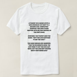 Camiseta Un chiste de IA sobre un león y una vaca