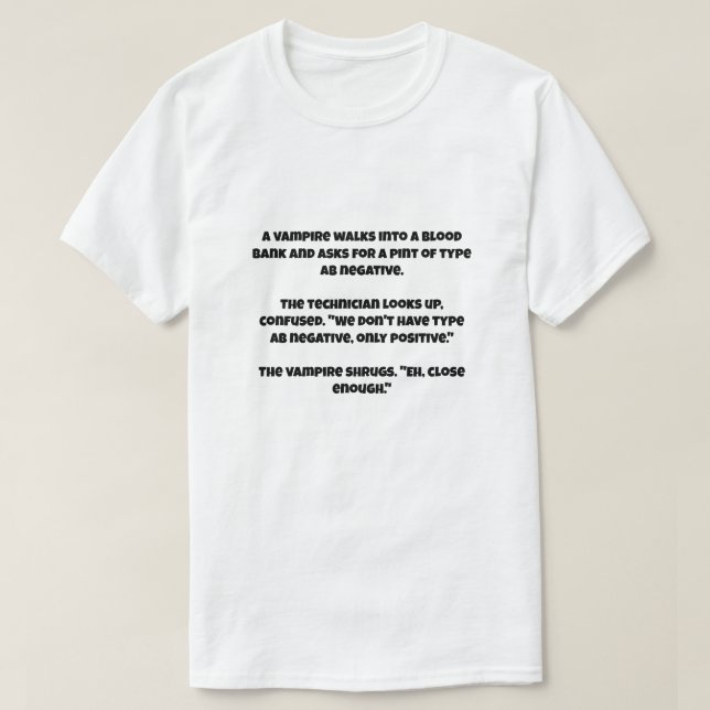 Camiseta Un chiste de IA sobre un vampiro (Diseño del anverso)