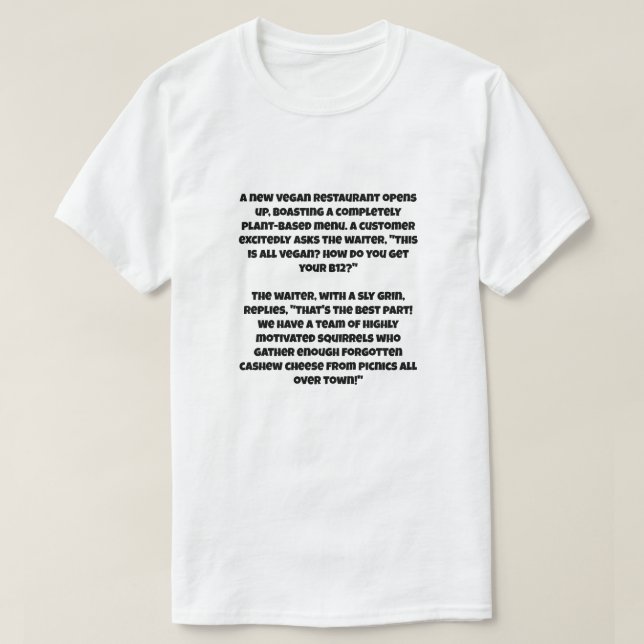 Camiseta Un chiste de IA sobre Vegan B12 (Diseño del anverso)