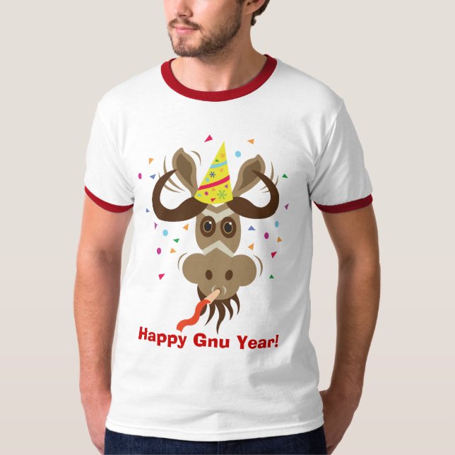 Camiseta ¡Un cierto año del Gnu de Stuff_Partier Gnu_Happy (Anverso)