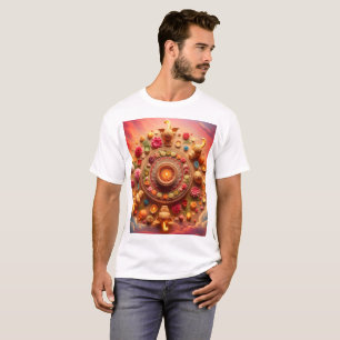 Camiseta un círculo de flores y el sol está rodeado de