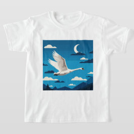 Camiseta Un cisne blanco volando en el cielo nocturno
