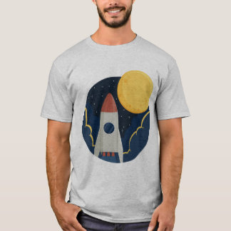 Camiseta Un cohete en medio del espacio y de la luna