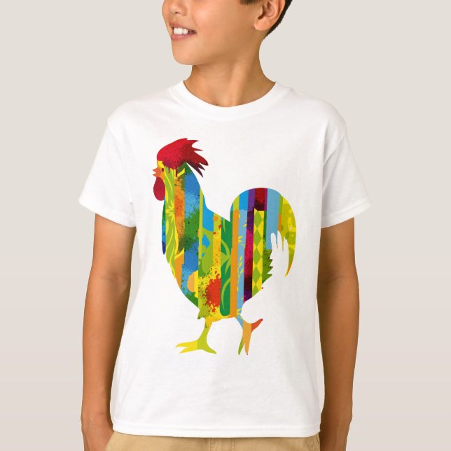 Camiseta Un colorido gallo (Anverso)