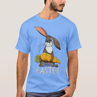 Camiseta Un conejito adorable de Pascua sostiene una zancud