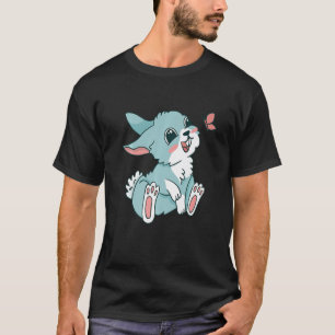 Camiseta Un conejo con orejas disquetas en acuarela con un