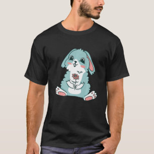 Camiseta Un conejo con orejas disquetas en acuarela con un 