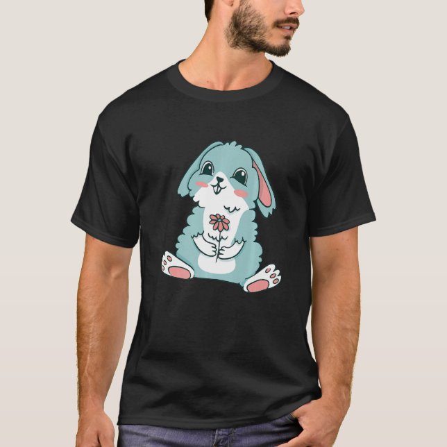 Camiseta Un conejo con orejas disquetas en acuarela con un  (Anverso)