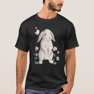 Camiseta Un conejo con orejas disquetas en acuarela con un