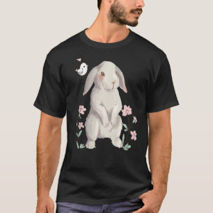 Camiseta Un conejo con orejas disquetas en acuarela con un 