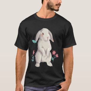 Camiseta Un conejo con orejas disquetas en acuarela con un