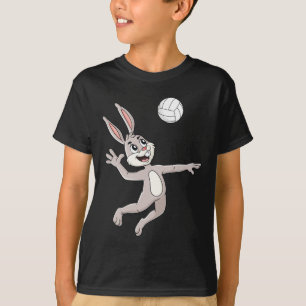 Camiseta Un conejo de Pascua golpeando a un Chica de voleib