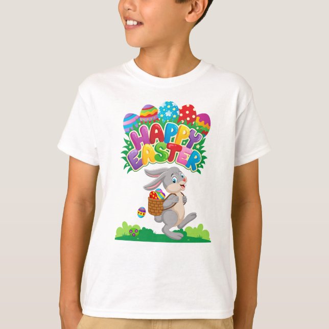 Camiseta Un conejo de pascua Personalizado para niños con c (Anverso)