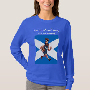 Camiseta Un corredor de rugby escocés sonriente