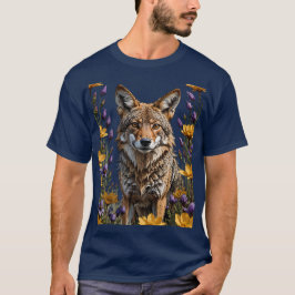Camiseta Un Coyote Rodeado De Flores De Primavera