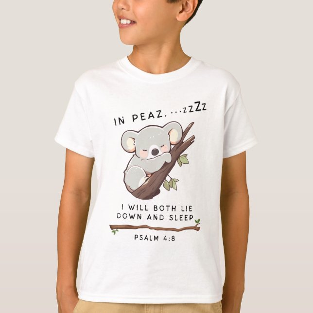 Camiseta Un cristiano agudo duerme Koala Salmo 4 Biblia (Anverso)
