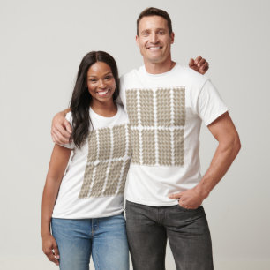 Camiseta un cuadro de cuadros beige y blanco sobre un blanc
