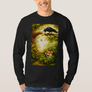 Camiseta Un cuervo y un zorro compartiendo comida