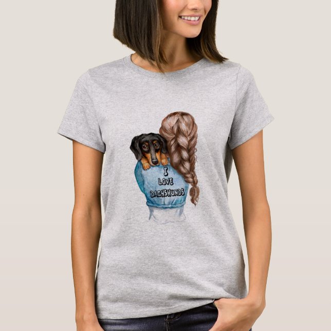 Camiseta Un Dachshund y un chica amante de Dachshunds (Anverso)