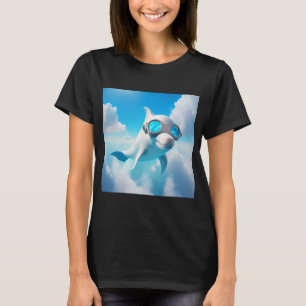 Camiseta un delfín blanco con un vaso