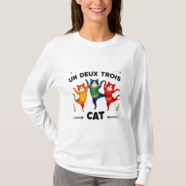 Camiseta Un Deux Trois Cat Art Long Sleeve T-Shirt (Anverso)