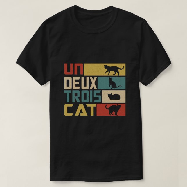 Camiseta Un Deux Trois Cat - Gracioso Pun Francés, Gracioso (Diseño del anverso)