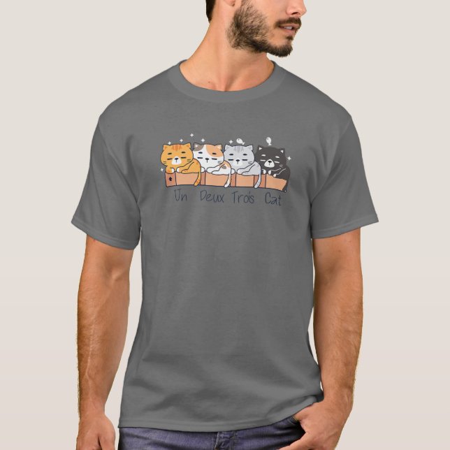 Camiseta Un Deux Trois Cat Tee Cute Kitten Gracioso Gato Fr (Anverso)