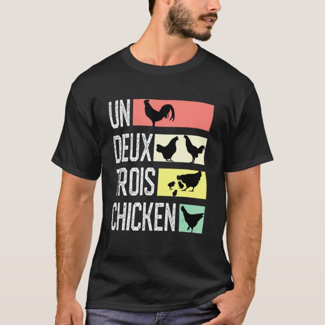 Camiseta Un Deux Troix Chicken Cute Francés (Anverso)