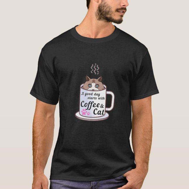 Camiseta Un Día Comienza Con El Café (Anverso)