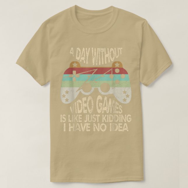 Camiseta Un Día Sin Videojuegos Es Como, Funny Gamer Vint (Diseño del anverso)