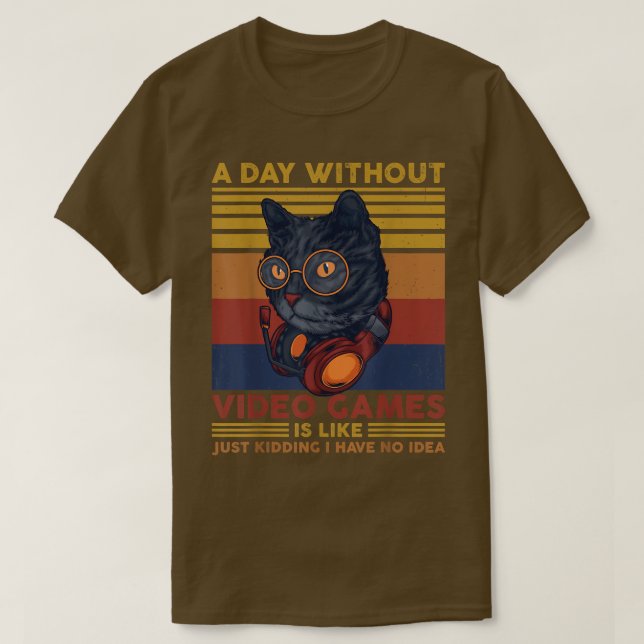 Camiseta Un día sin videojuegos Gamer Cat Funny Gaming V (Diseño del anverso)