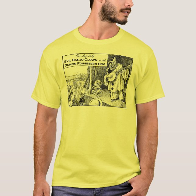 Camiseta Un día solamente: Payaso malvado del banjo (Anverso)