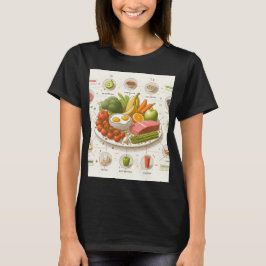 Camiseta un diagrama de una variedad de alimentos incluyend