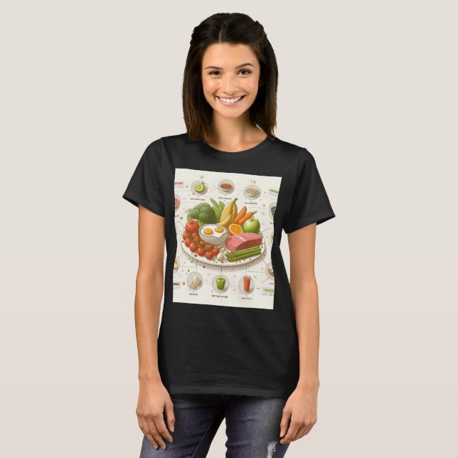 Camiseta un diagrama de una variedad de alimentos incluyend (Anverso completo)