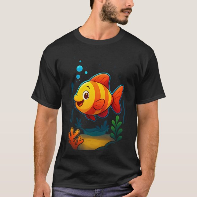 Camiseta Un dibujo animado de un pez alegre (Anverso)