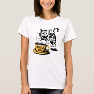 Camiseta Un dibujo artístico de un gato adorable con una ta